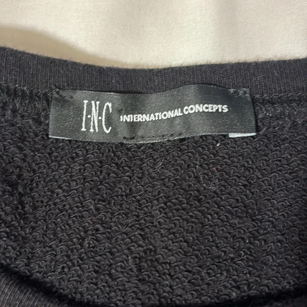 INC Womens Embellished-Sleeve Black Sweatshirt - Picture 4 of 12